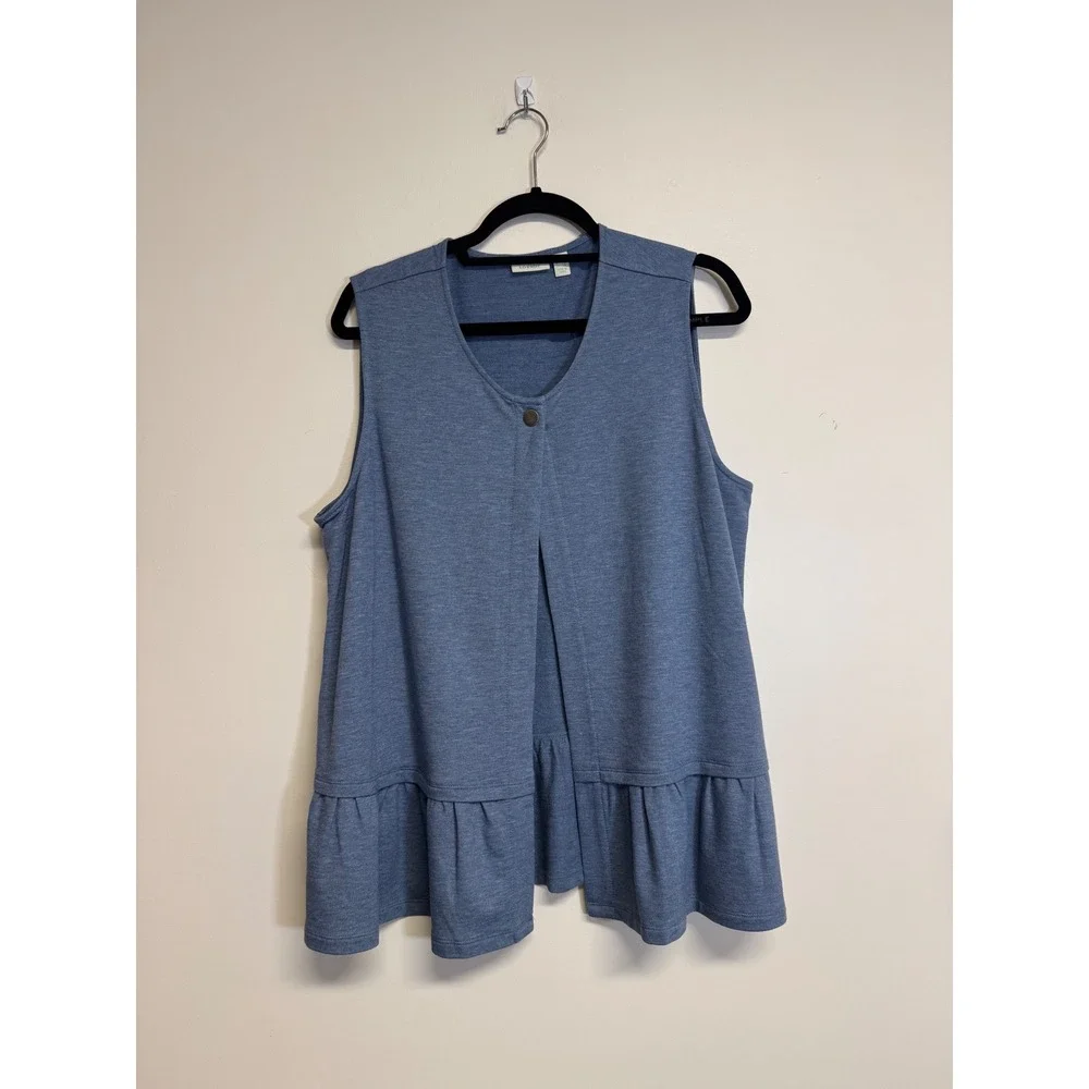 LOGO Lounge Blue Sleeveless Cardigan with Button Women's Size Large‎